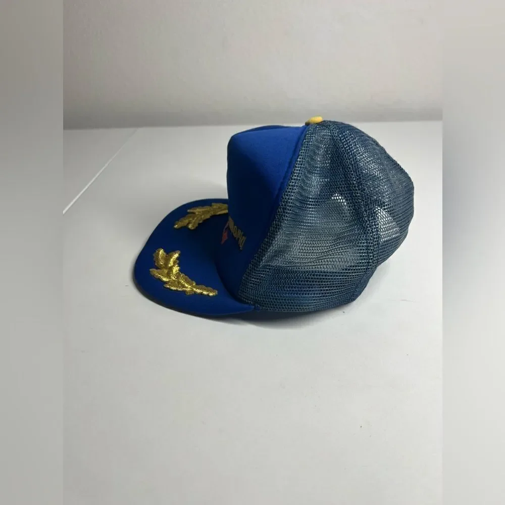 Vintage Walt Disney World 1980's Mesh Snapback Blue Trucker Hat Cap Gold Leaf - Picture 5 of 5